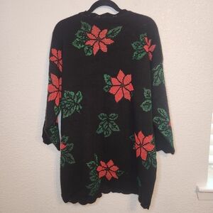 Holiday Time vintage poinsettia Christmas sweater Ugly Sweater Holiday 18W